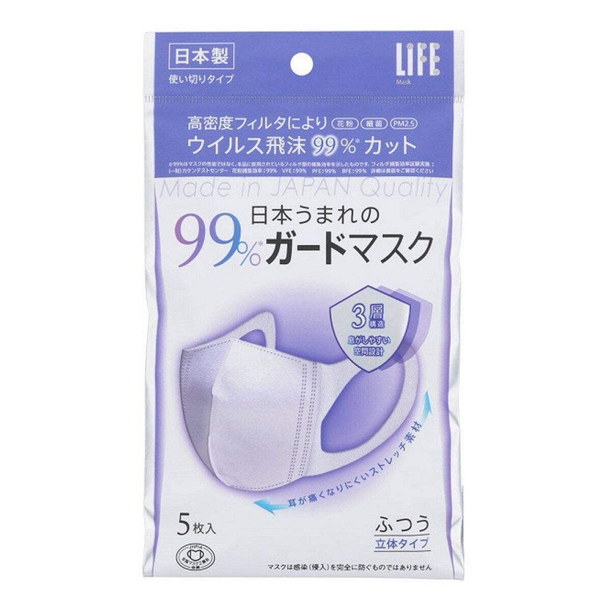 日本うまれの99％ガードマスク 7512 フツウ 5マイX10フクロ 25-2735-00 平和メディク ×10セット