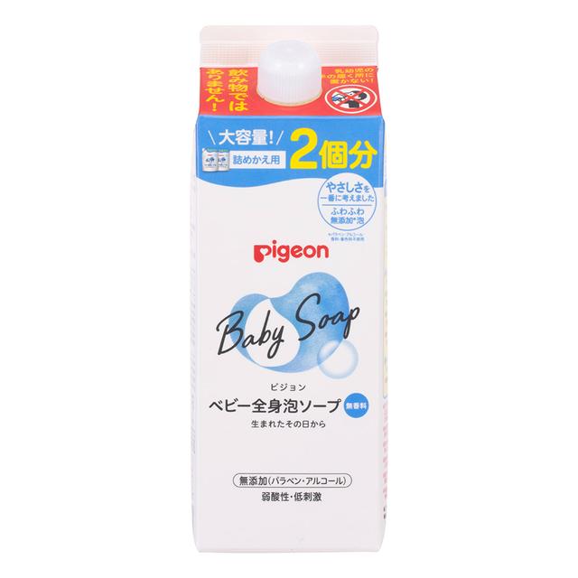 全身泡ソープ 詰替用2回分 1024563 800ML ベビーソープ 25-3717-02 ピジョン 沐浴 せっけん ×12セット ..