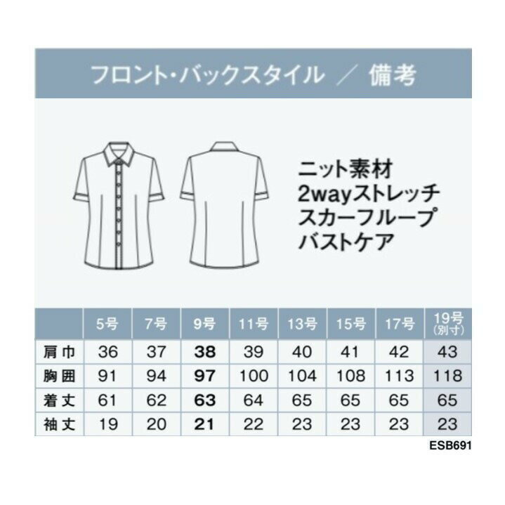 ブラウス ESB691-6(ブルー) 17号 看護師 ナース 病院 病棟 事務 ユニフォーム 制服 カーシーカシマ