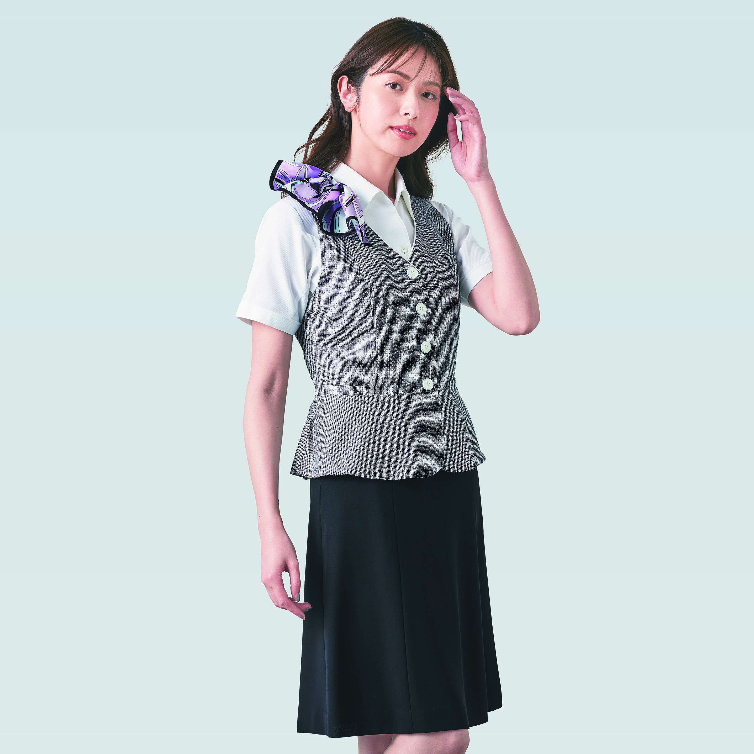 ベスト（レディス用） ESV705-5(グレー) 5号 看護師 ナース 病院 病棟 事務 ユニフォーム 制服 カーシーカシマ