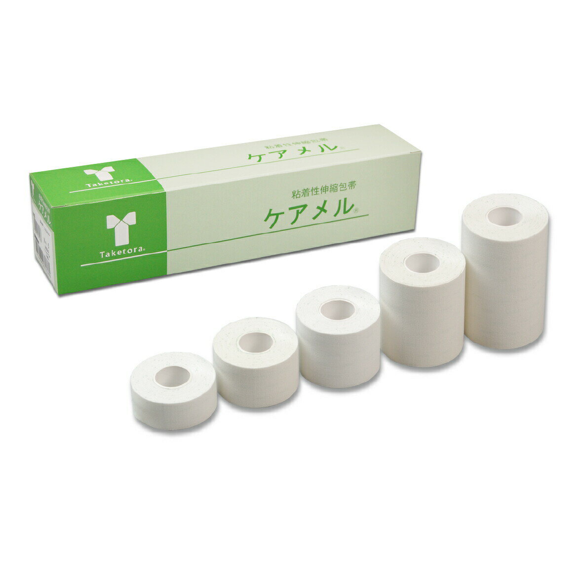 ケアメルNo.2.5 060542(2.5CMX5M) 12巻入り 竹虎 テープ 粘着性伸縮テープ 伸縮テープ