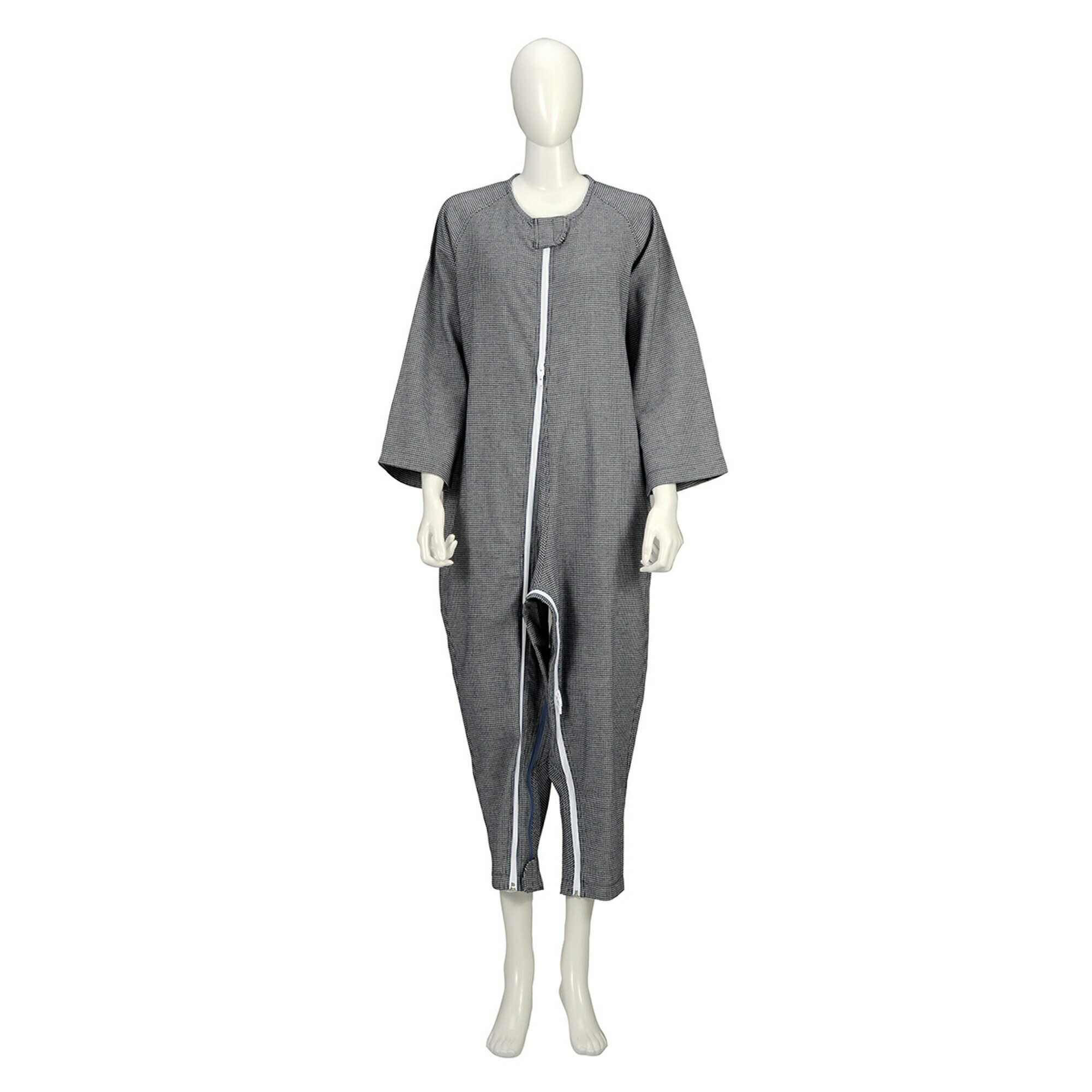 ソフトケアねまき　両開きファスナー 紺 L(アツデ) 竹虎 病院 医療 介護 看護 施設 医療従事者 入院