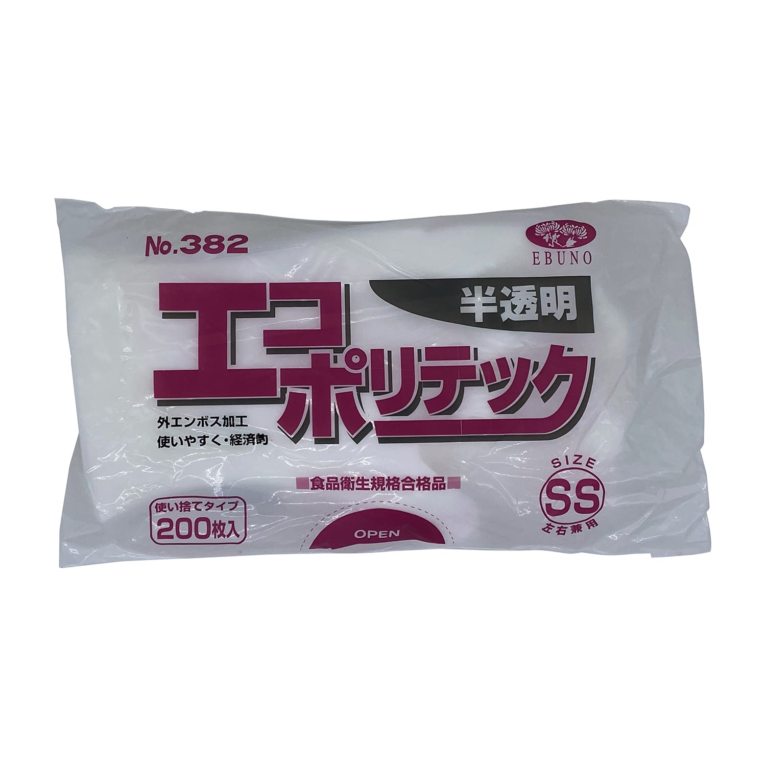 エブノ エコポリテック 袋入 No.382 S 6000枚(200枚×30袋) 《ポリエチレン手袋》 エブノ エコポリテック 袋入 No.382 L 6000枚(200枚×30袋) 《