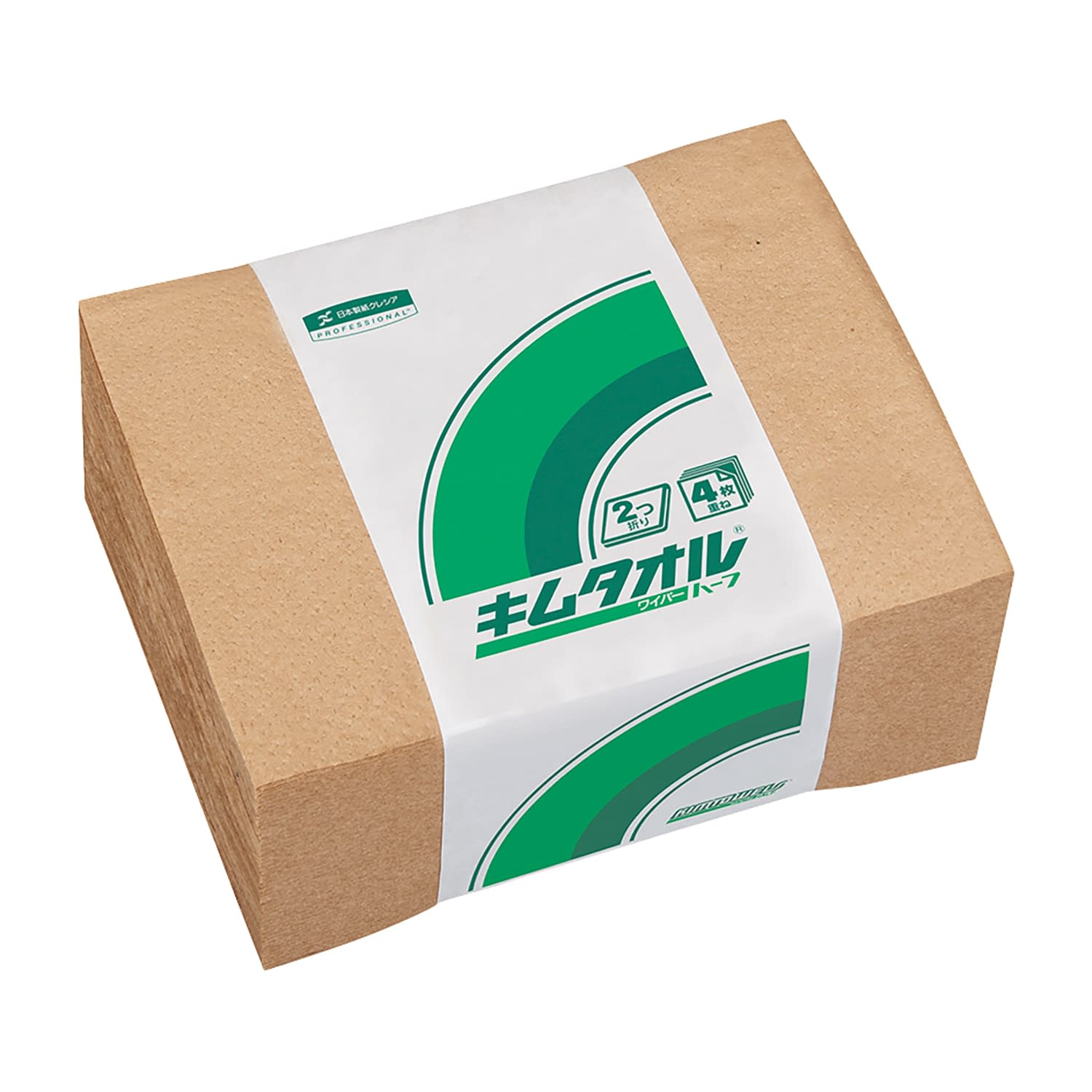 キムタオル(ハーフ・2つ折り) 61202(100マイX24タバ) 1箱 日本製紙クレシア ブラウン 25-6975-00 紙ワ..