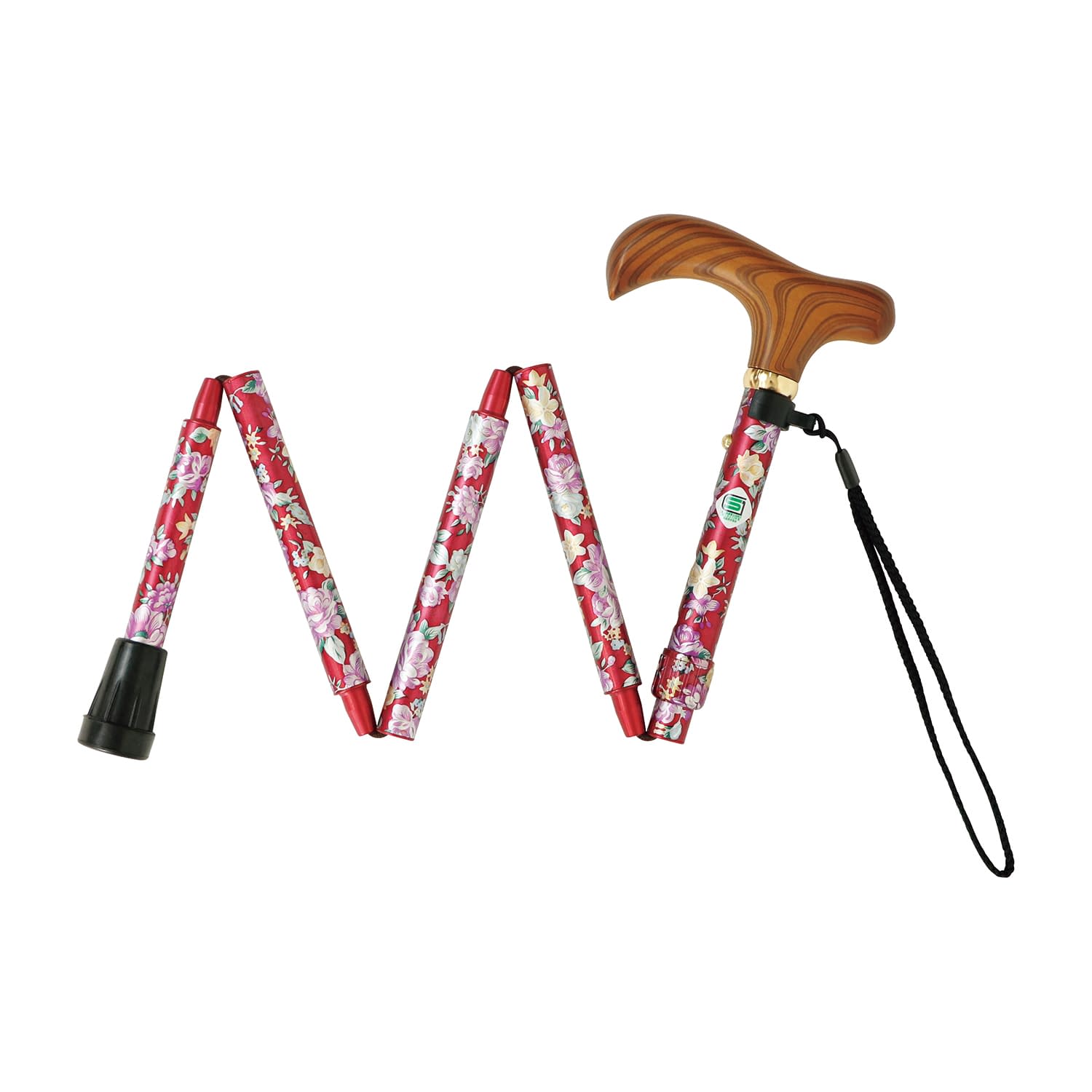 素敵なステッキ 伸縮折りたたみ CH231145R01(ワインハナ) 1本 カインドウェア 花ワイン 25-5708-04 ステッキ 折りたたみ 杖