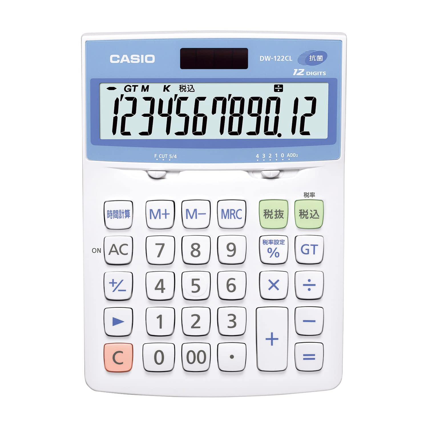 抗菌電卓 デスクタイプ DW-122CL 1台 カシオ計算機 25-6045-00 IDカードラック
