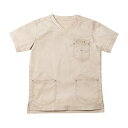 Leeユニセックススクラブ LMS49001-1(S)ベージュ 1枚 ボンマックス ベージュ 25-6504-01 診察衣 スクラブ 男女兼用 ナースウェア