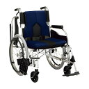車いす カラーズ(自走・アルミ)背折 KC-1DB(ネイビー) 1台 マキテック ネイビー 25-5673-00 車いす アルミ製 車いす 介助用 自走用