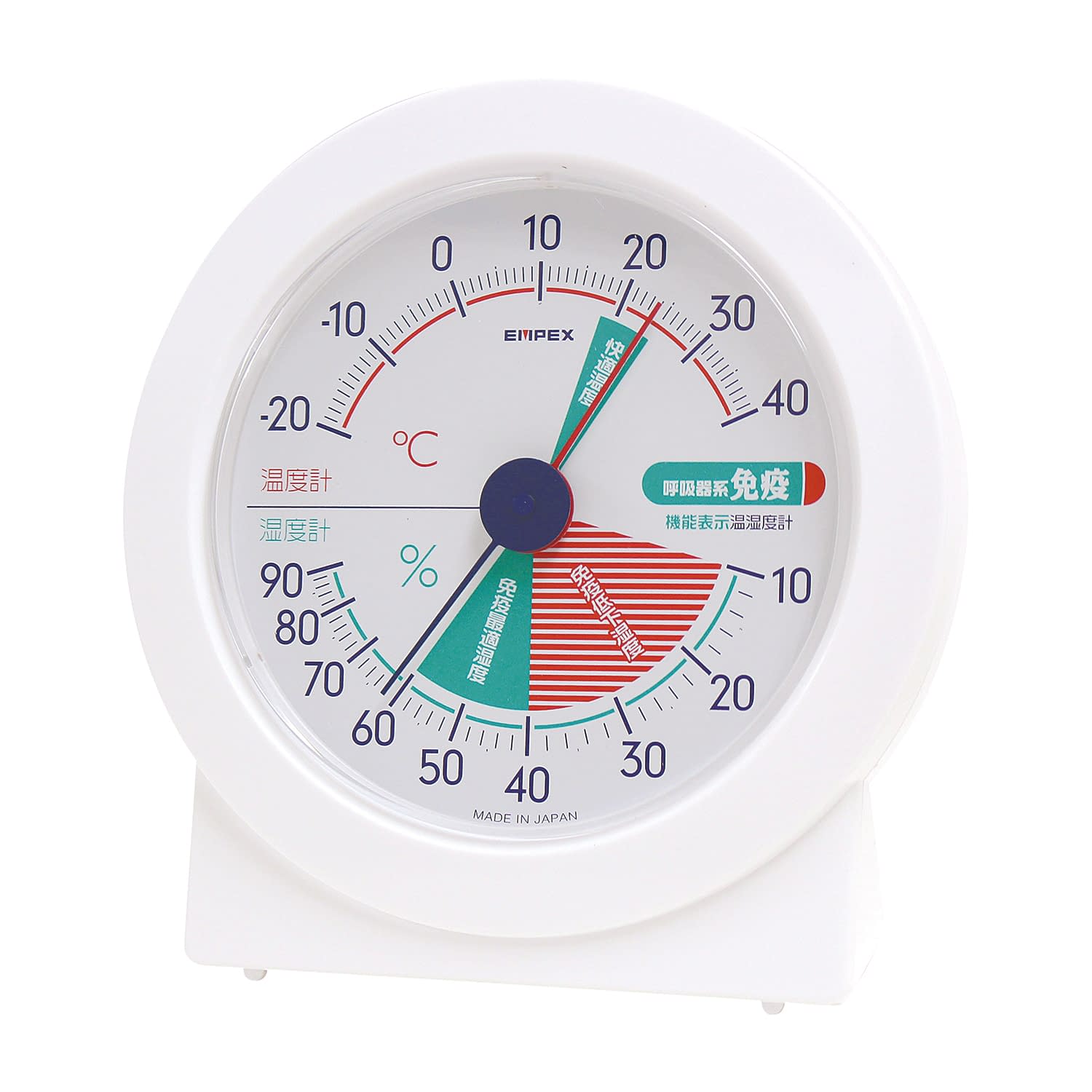 呼吸器系免疫機能表示温湿度計 TM-4511 1台 エンペックス気象計 ホワイト 25-5664-00 温度計