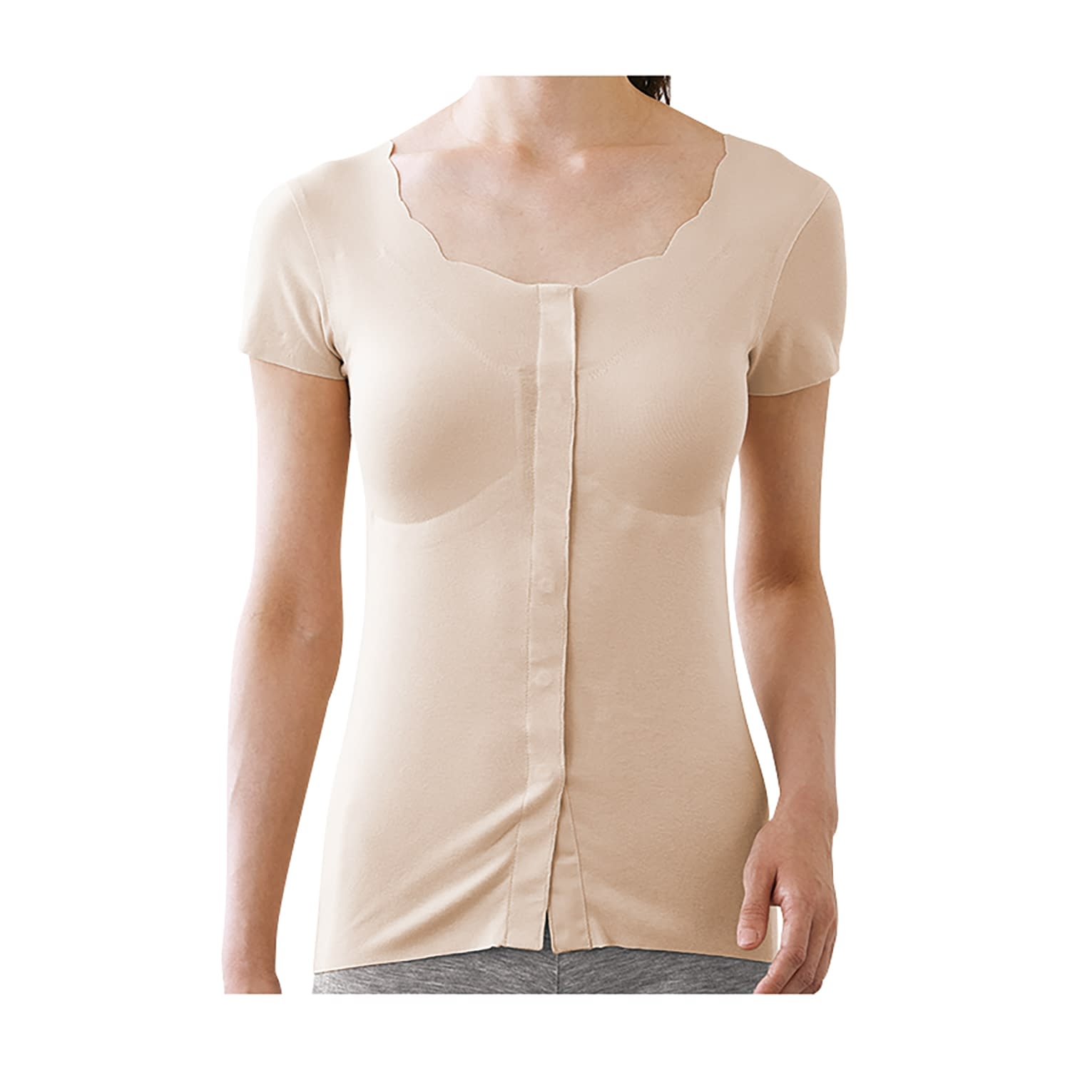 前あきカップ付2分袖インナー