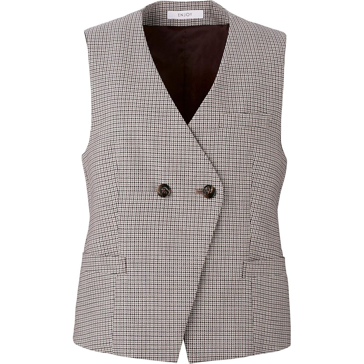 ダブルベスト(レディス用) 15号 EAV794-63(ブラウンチェック)