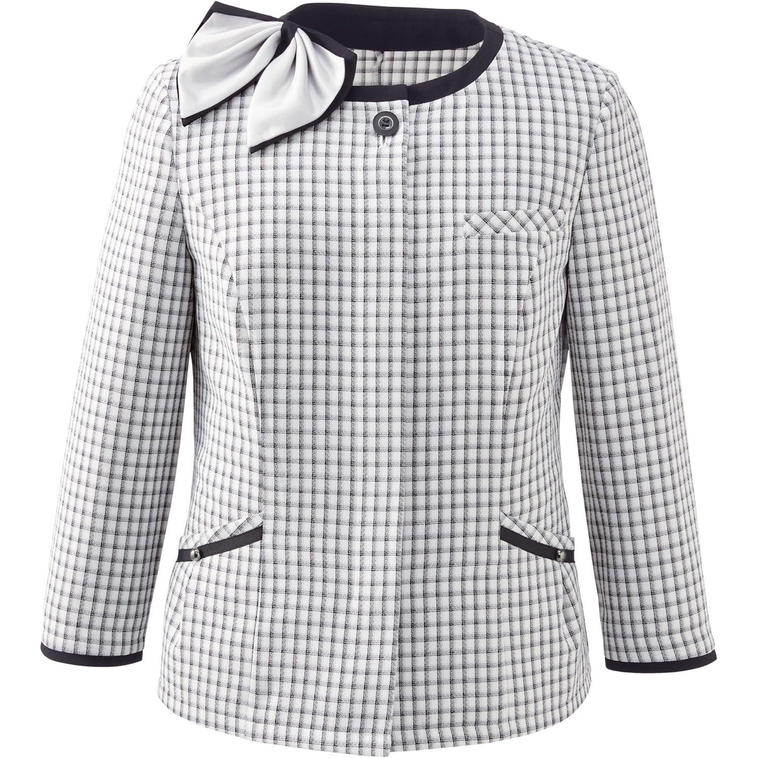 オーバーブラウス(八分袖) 7 ESA977-611(ホワイトチェック)(4)