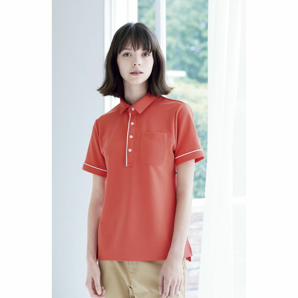 半袖ポロシャツ（男女兼用）L HSP003-29（コーラルピンク） 24-8151-0504 松吉医療総合カタログ｜マツヨシ