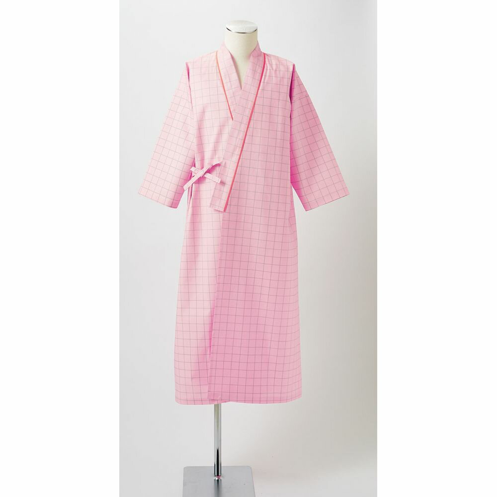 患者衣（男女兼用）8分袖・着物式 59-445(ピンク) M