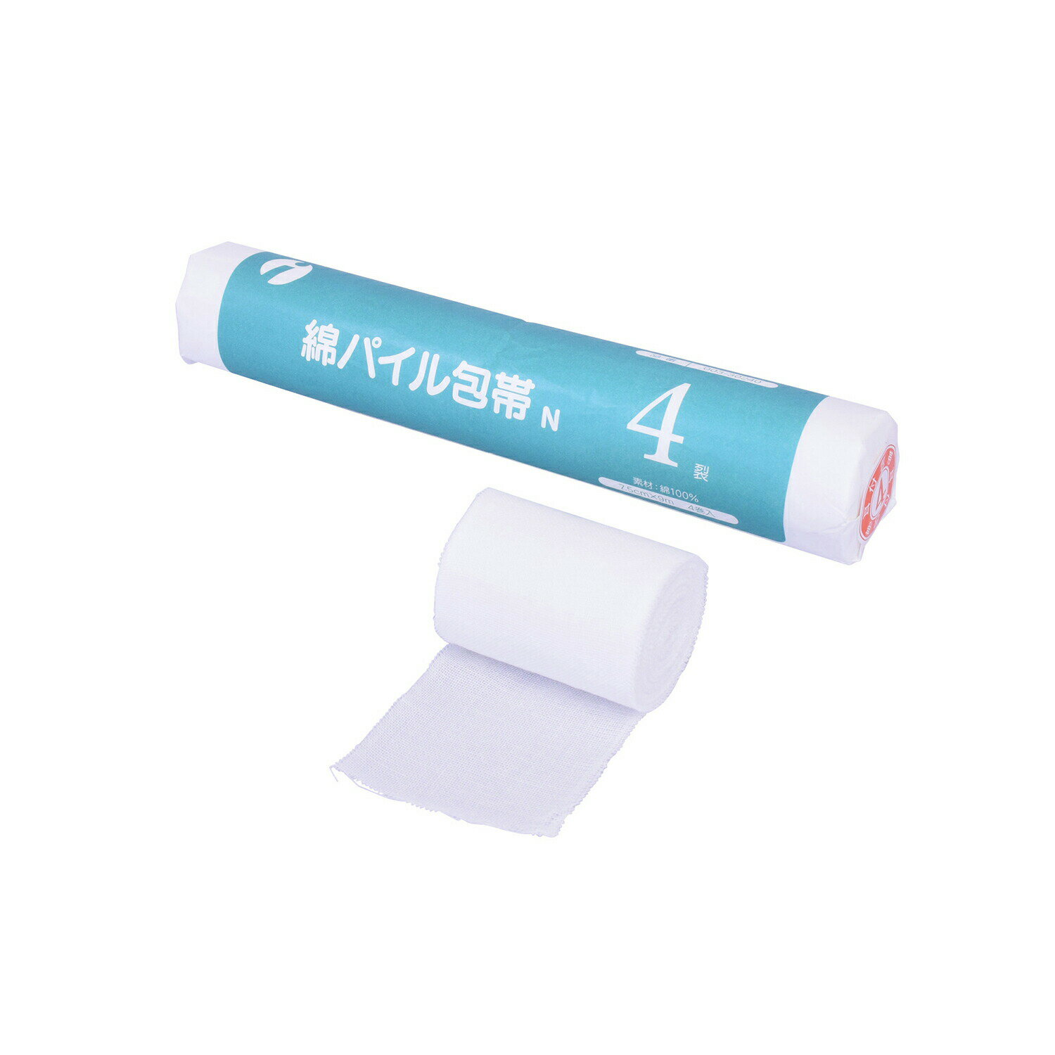綿パイル包帯N 耳付 4裂 003-30240 7.5CMX9M 4 包帯 24-9991-01 イワツキ 医療用品 応急処置 衛生用品 ガーゼ バンデージ 圧迫包帯 手術用品 綿製品 スキンケア 皮膚保護