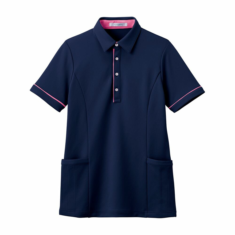 半袖ロングポロシャツ 男女兼用 HSP004-2 スターリーナイト L 介護ユニフォーム 25-2429-00 カーシーカシマ