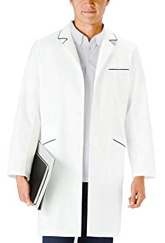 KAZEN(カゼン) メンズコート診察衣(ハーフ丈) 114-18(オフホワイトXネイビー) 4L