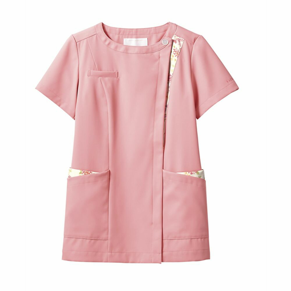 ナースジャケット（半袖） M LW601-62（ローズXアメリピン 1枚 住商モンブラン 24-6994-0202