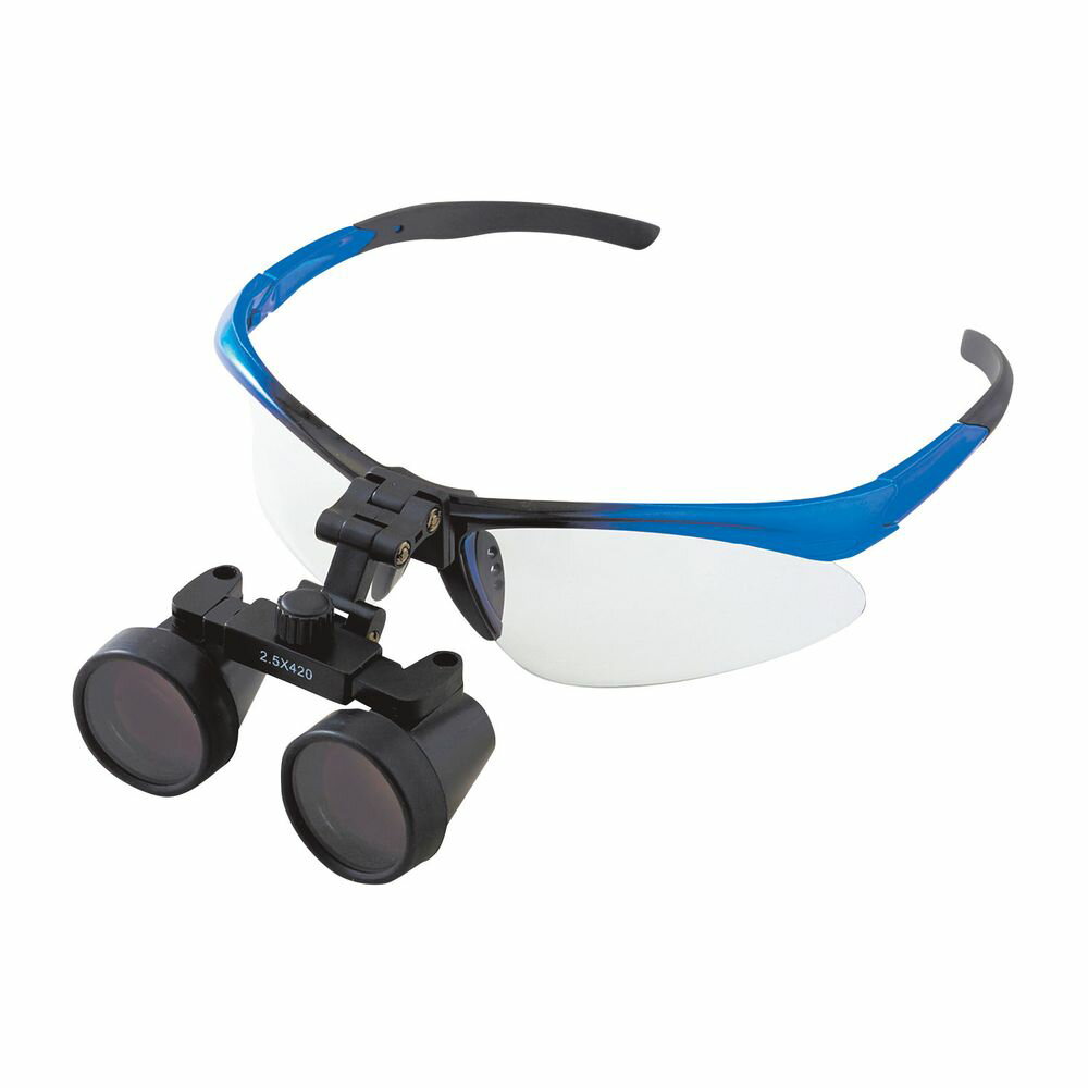 ●瞳孔間距離を中央のノブ1ヶ所で調節するセンターフィックスタイプ●作業距離は340mmタイプと420mmタイプがあります。●品番:FC-0154 ,規格:3.5倍・焦点420mm ,カラー:ブルー ,重量:41g ,材質:フレーム=ゴム・アルミ・プラスチック、眼鏡レンズ=プラスチック ,付属品:ケース、レンズカバー×2コ、レンズクロス、ドライバー、ヘッドストラップ、ねじ止め工具松吉医科器械｜総合カタログ｜医療・介護・ドクター・ナース