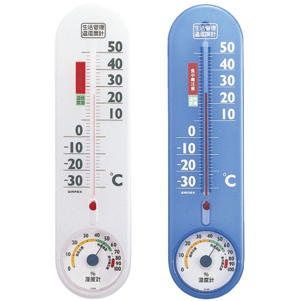 エンペックス 生活管理温湿度計 TG-2456（クリアブルー） 1個 エンペックス気象計 23-2265-01
