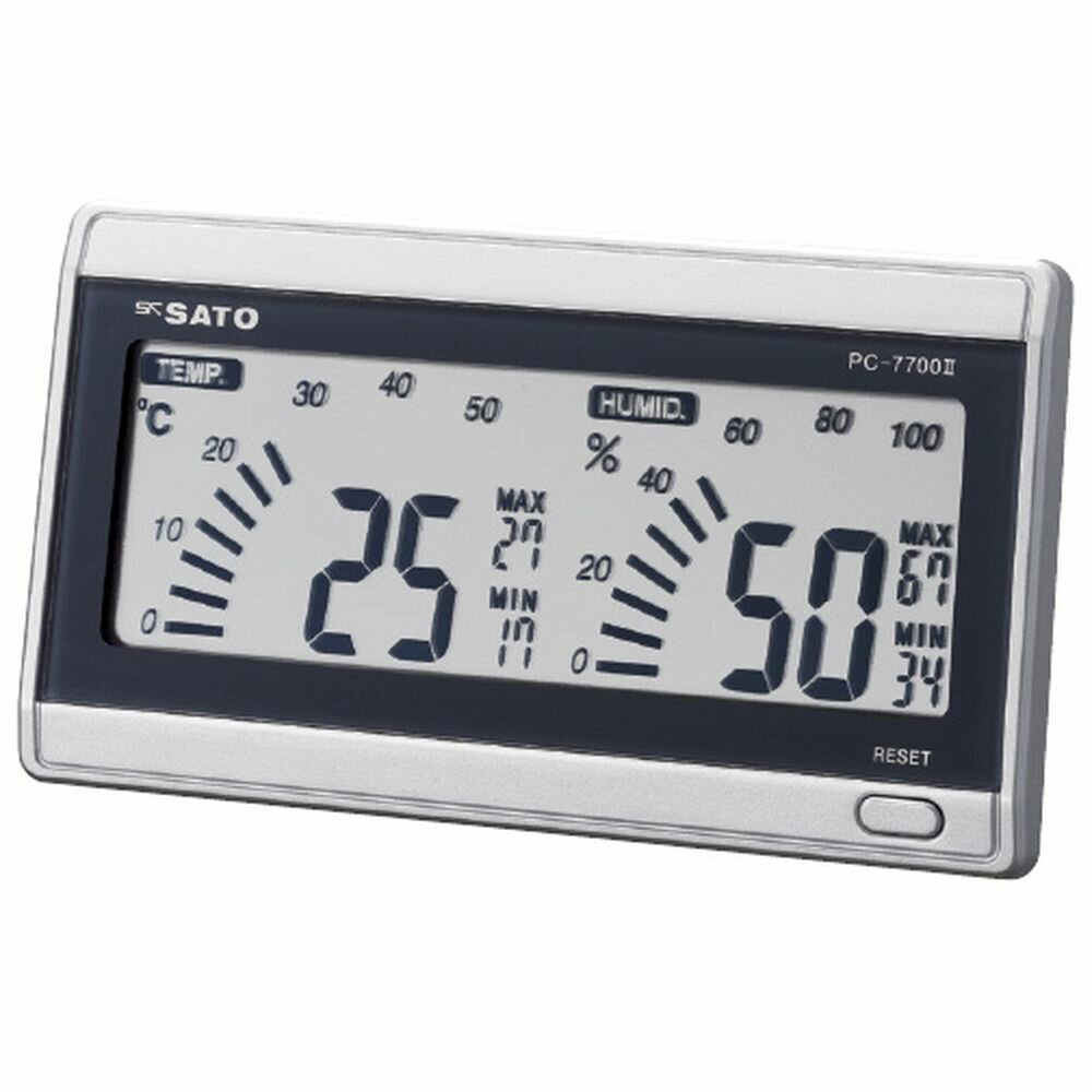デジタル温湿度計 ルームナビ PC-7700-2（1069-00） 1本 佐藤計量器製作所 23-5080-00 熱中症対策