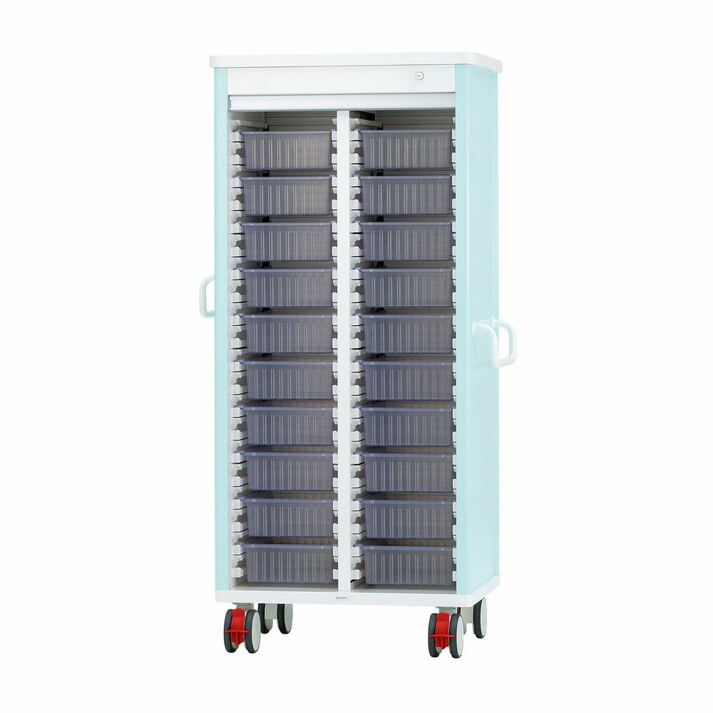 ミキシングカート（20床用）鍵付 透明 KC-102-02（ライトグリーン） 1台 ケルン 24-5215-0101