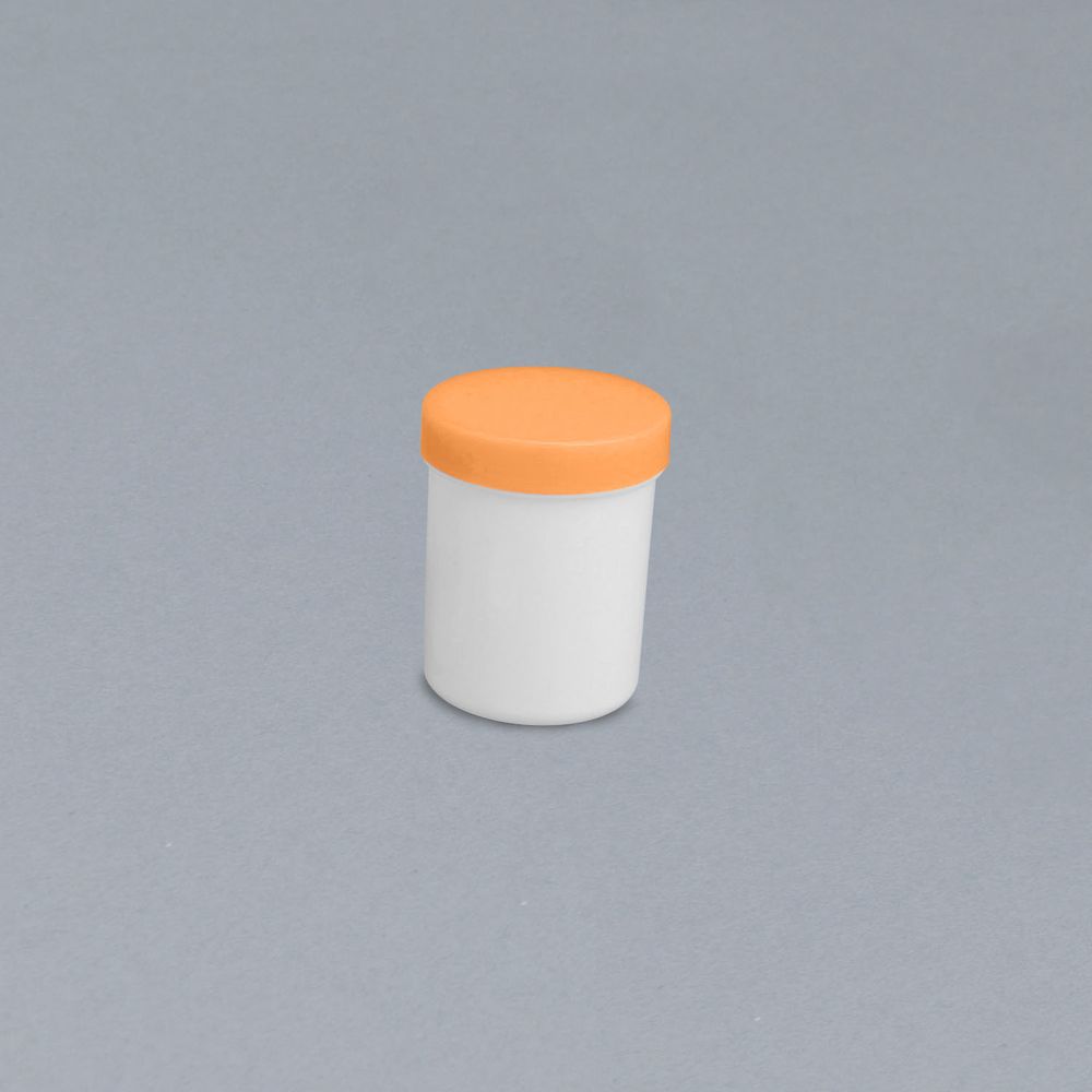軟膏容器プラ壷A-6号（未滅菌） キャップ：オレンジ 115CC（50コイリ） 1箱 エムアイケミカル 08-2975-0608