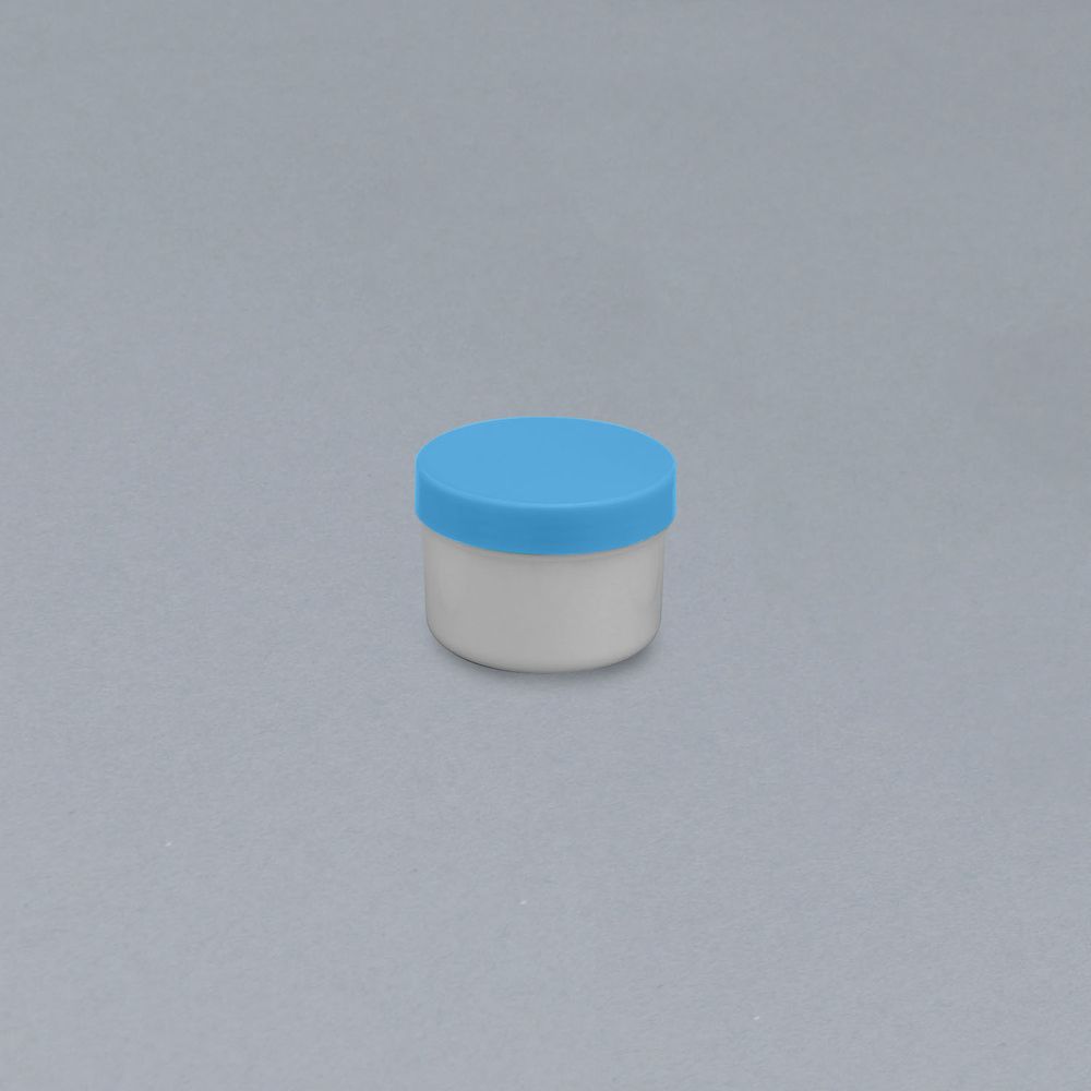 軟膏容器プラ壷N-5号（未滅菌） キャップ：青 65CC（50コイリ） 1箱 エムアイケミカル 23-6687-0301