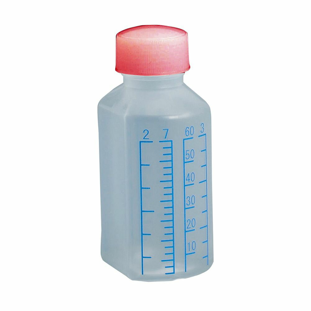 投薬瓶プリントボトル（滅菌済） キャップ：赤 60CC（15ホンイリ） 1袋 エムアイケミカル 23-7917-0505