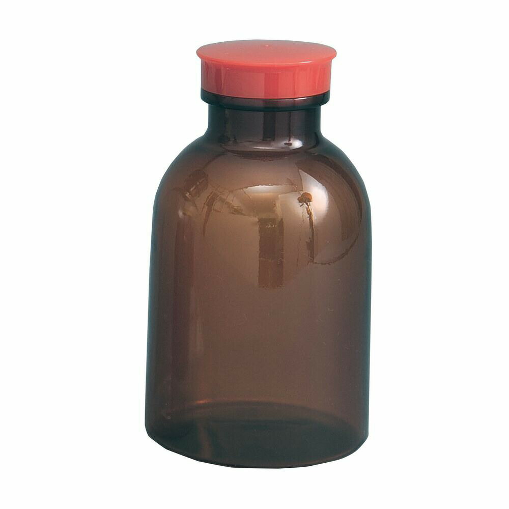 散薬瓶（PC製）茶 キャップ：赤 500CC 1本 エムアイケミカル 08-2960-0603