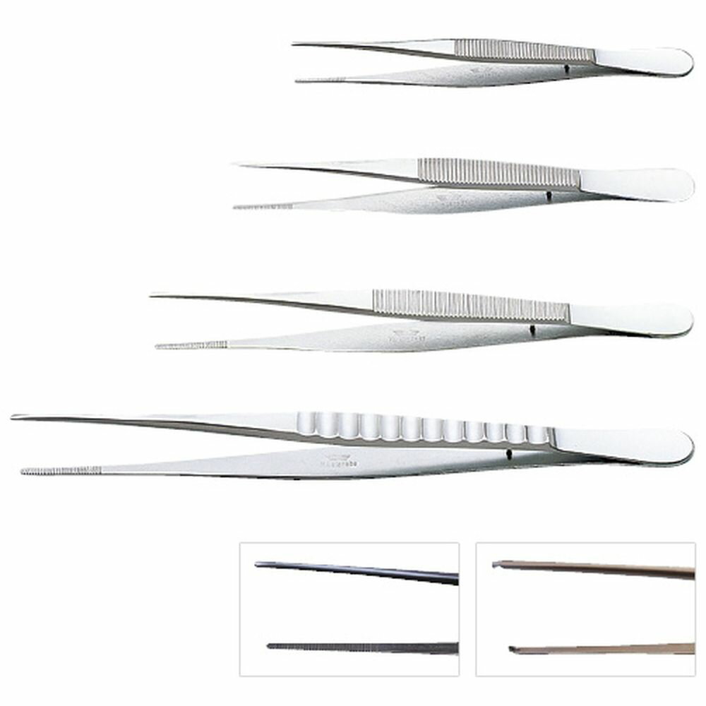 W印ピンセット 先細 併式細筋 無鈎 B-180S （ステンレス） 180MM 1本 渡辺医科器械製作所 05-3075-12