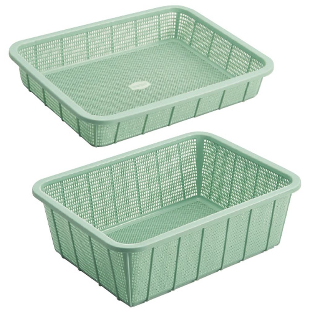角カゴ（深型）中 101-11702（グリーン） 1個 積水テクノ成型 19-3800-01 積み重ね可能 オーガナイズ ..