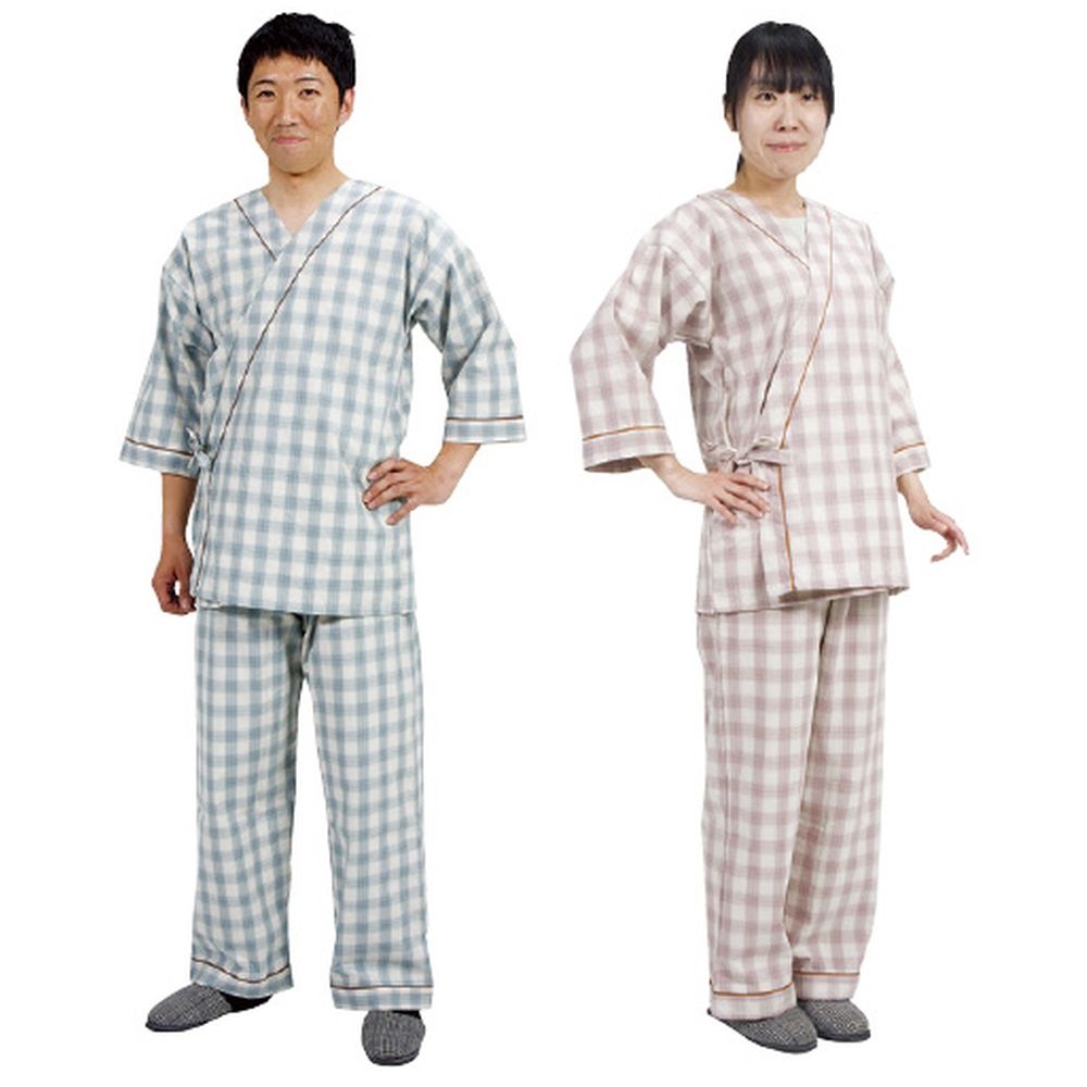 寝巻き（セパレートタイプ）婦人用 NO．0730（L）タータンピンク 1個 特殊衣料 24-3154-05