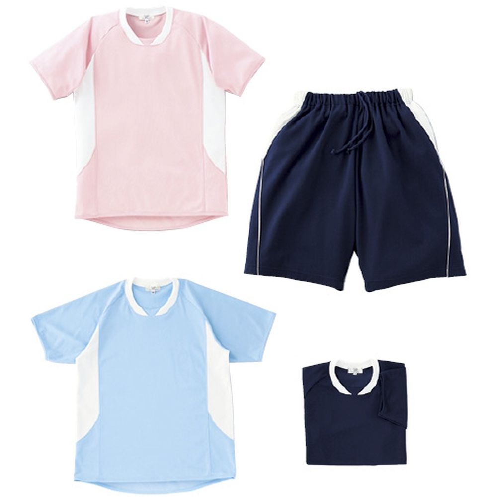 キラク 入浴介助用シャツ（男女兼用）ネイビー×ピーチ（＃90） CR108（3L） 1枚 トンボ 24-4020-0506