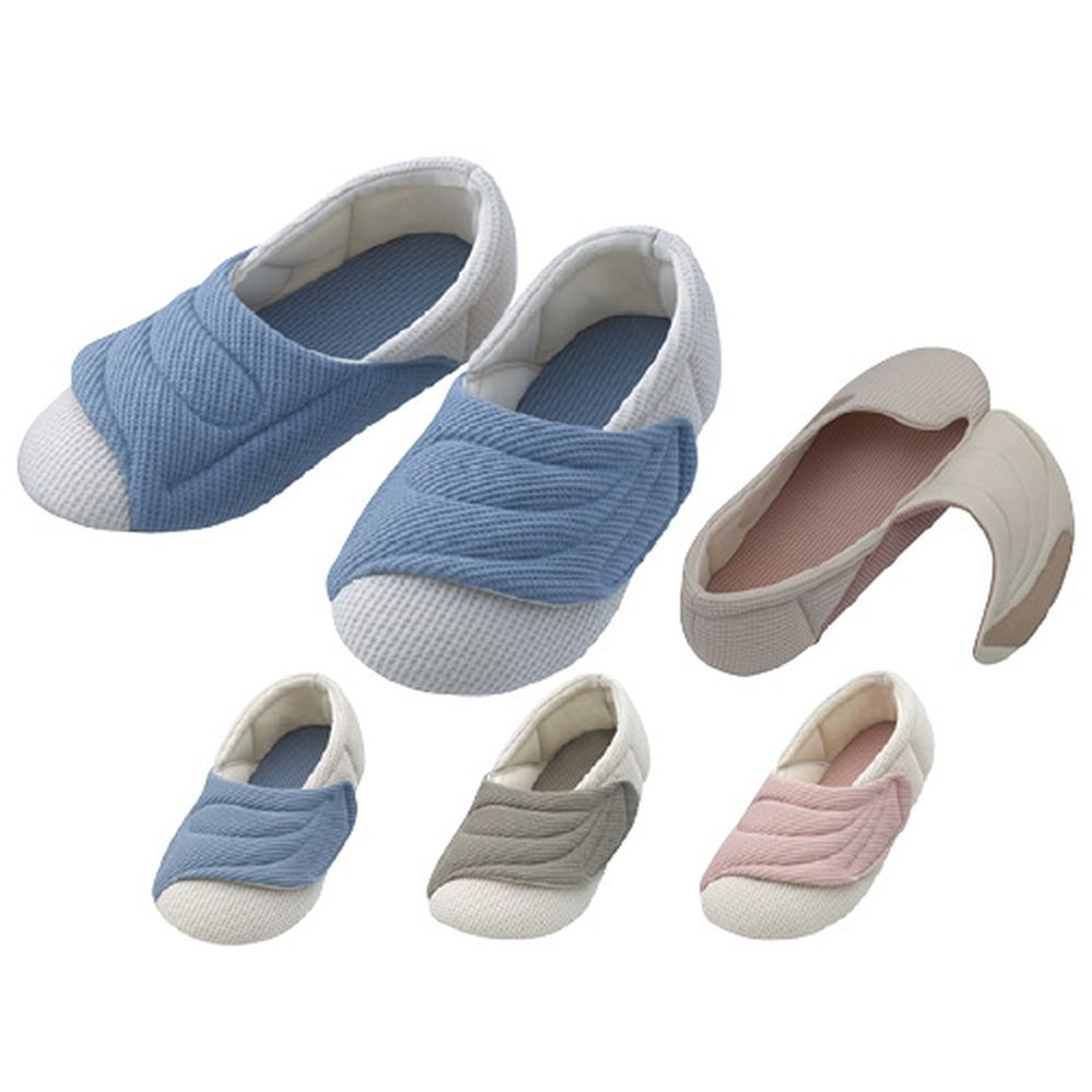 あゆみ ワイドベルトワッフル（両足）ブルー 2229（M／22．0-23．0CM） 1足 徳武産業 24-4882-0001