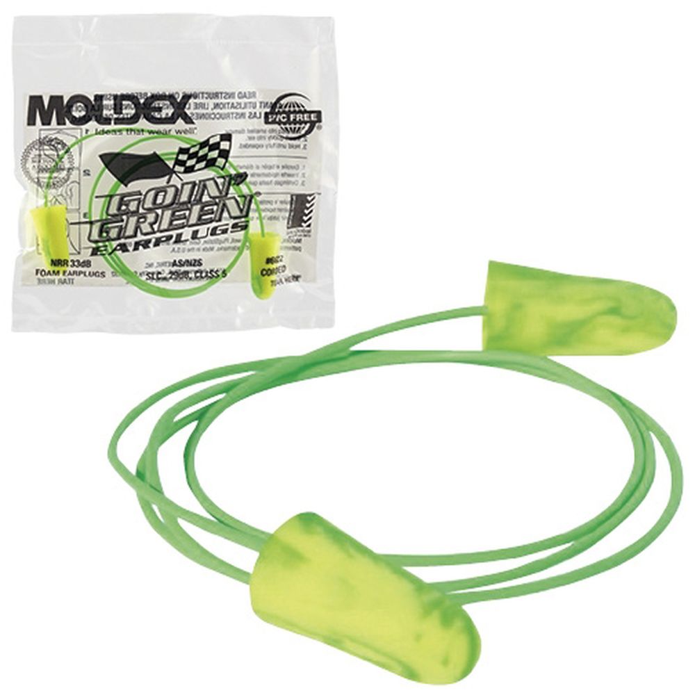 MOLDEX耳栓 ゴーイングリーン 6622（ヒモツキ）100ペアイリ 4箱 ビー・エム・シー 23-3881-00