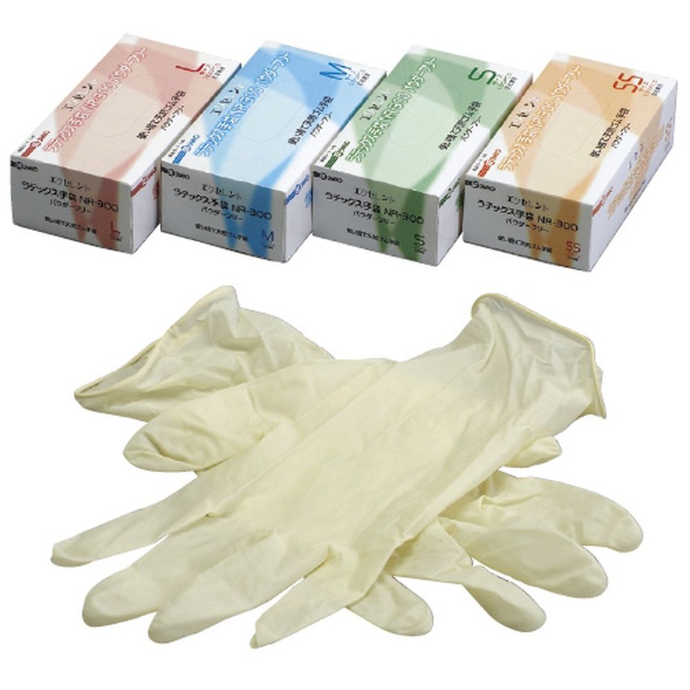エクセレントラテックス手袋PF S NR-300（100マイイリ） 1箱 三興化学工業 23-3144-0003 無粉 手袋 粉なし ニトリル 手袋 感染予防 衛生用品 ディスポーザブル手袋 検査用手袋 医療用手袋 スムースタッチのサムネイル