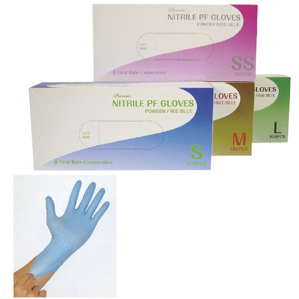 プレミアニトリルPFグローブ（ブルー FR-852（M）100マイイリ 10箱 ファーストレイト 23-6107-02