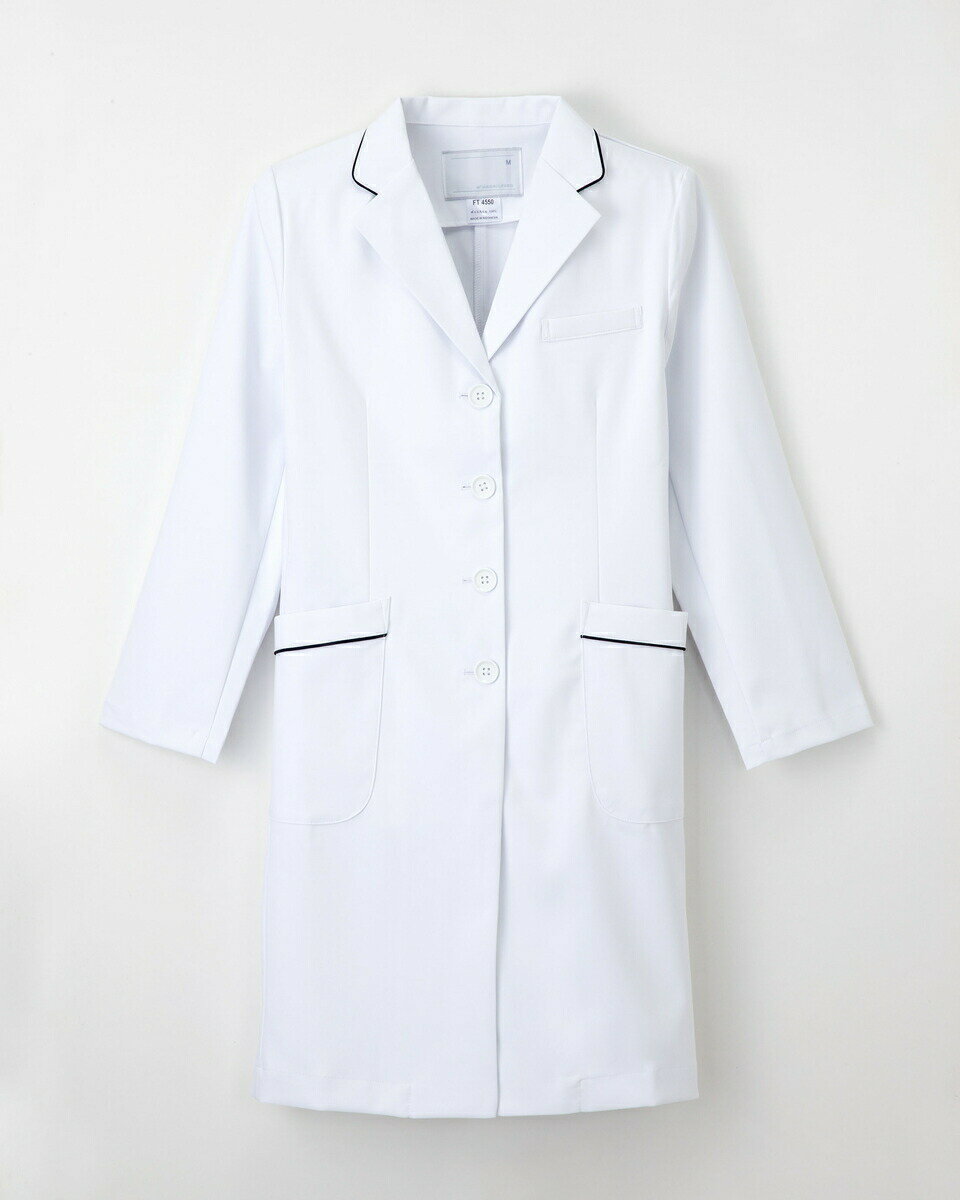 ナガイレーベン 女子シングルドクターコート FT-4550 サイズS Tネイビー 医療用白衣 看護師 ユニフォーム 医師 コンサルテーションコート 病院服 スク...