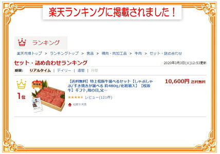 楽天ランキングに掲載されました!2020年3月3日