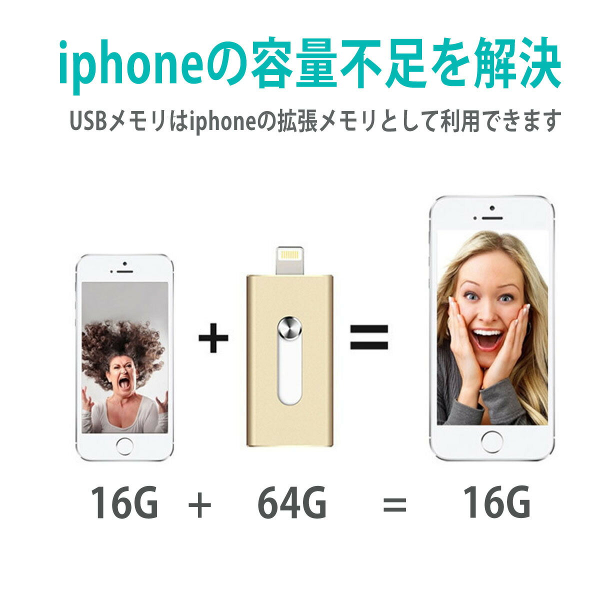 【送料無料】USBメモリ 64gb フラッシュドライブ ライトニング iphone ipad lightning 大容量 USB3.0 スマホ 外付け USBメモリー メモリースティック PC アイフォン 写真 動画 保存