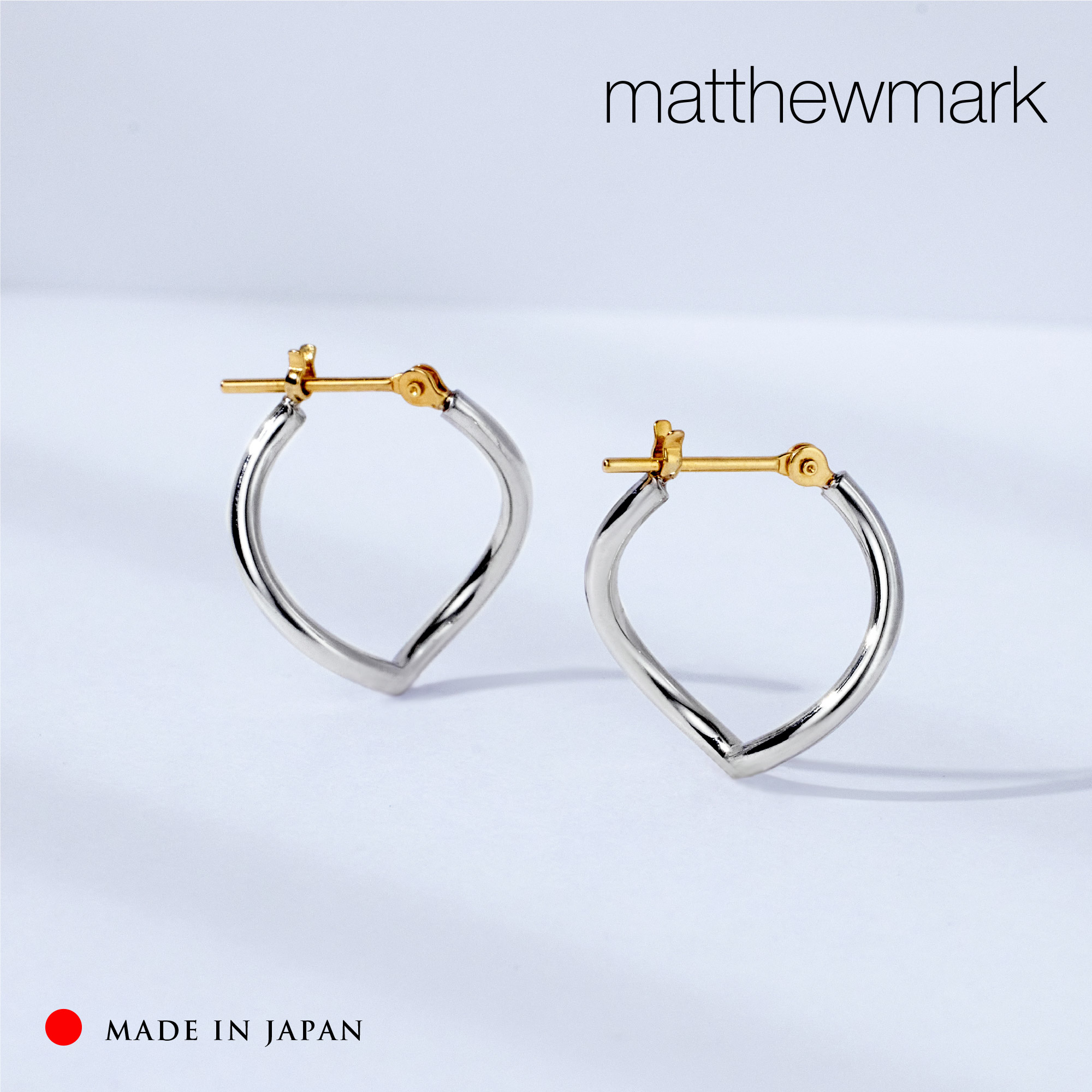 ウェーブ フープ ピアス 18金 日本製 レディース ピアス バイカラー フープピアス K18 ポスト ゴールド シルバー 950 純ロジウム シンプル ピアス 18K 金属アレルギー対応 普段使い アクセサリー 40代 50代 誕生日プレゼント ピアス