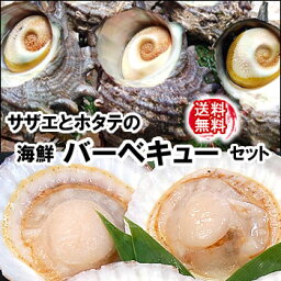 【送料無料】国産　ホタテ（片貝）とサザエの海鮮バーベキューセット大人数用【冷凍】各25個入（さざえ、ほたて、帆立、bbq）【smtb-k】【kb】