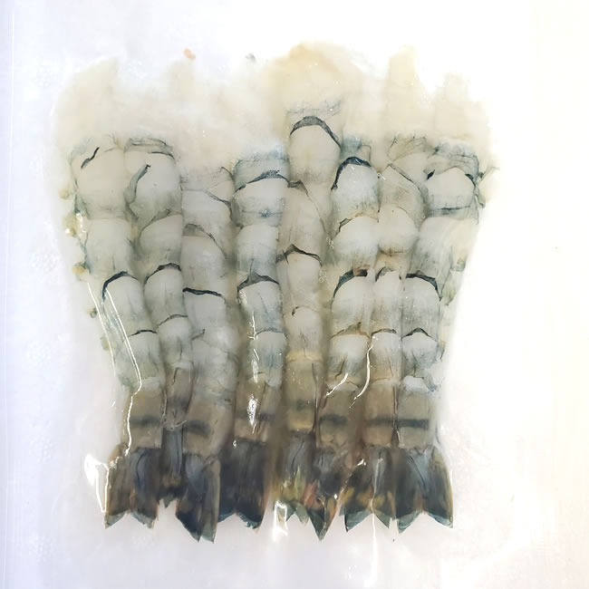 (セール)ブラックタイガー・尾付き伸ばしエビ(冷凍)16/20サイズ 8尾入 業務用を小分けにしました 天ぷら、エビフライなどに