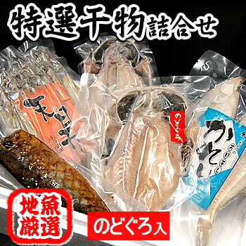 （送料無料）山陰の特選干物詰合せセット（冷凍）しっかりしたサイズのノドグロ入り一夜干のセットです。　ご贈答にもどうぞ。　母の日、父の日　ワンランク上の逸品