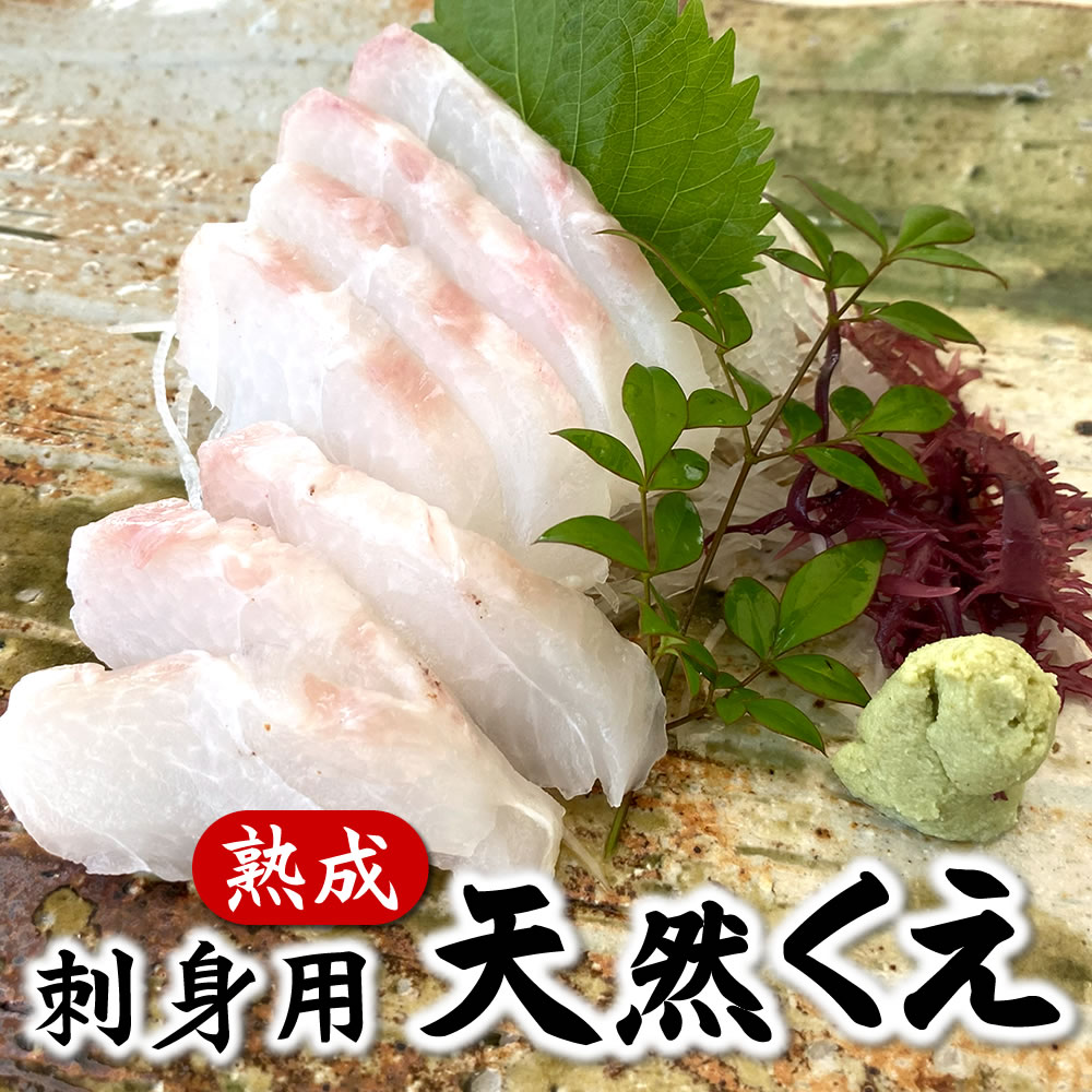 刺身用　天然クエさく　熟成（冷凍）2パック（計150g以上）　（山陰浜坂産）解凍して切るだけでお刺身が食べられます　3Dフリーザー凍結（おさしみ、九絵、くえ、アラ、冊）のサムネイル