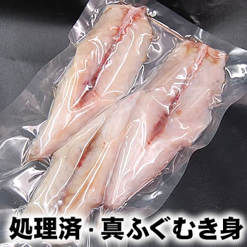 真フグむき身【冷凍】　約500〜550g（1-4尾入り）【浜坂産】　※大小あり　真空パック （てっちり・ふぐ鍋・真ふぐ・真河豚・まふぐ・マフグ）