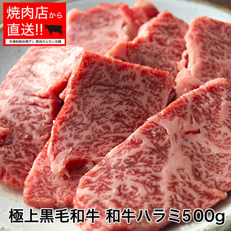 【黒毛和牛】 究極ハラミ 500g（2〜5人前）と自家製味噌ダレのセット【送料無料】黒毛和牛のハラミ ...