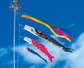 Carp Streamer - ナイロン鯉ガーデンセット（ポール付フルセット）2Mセットより