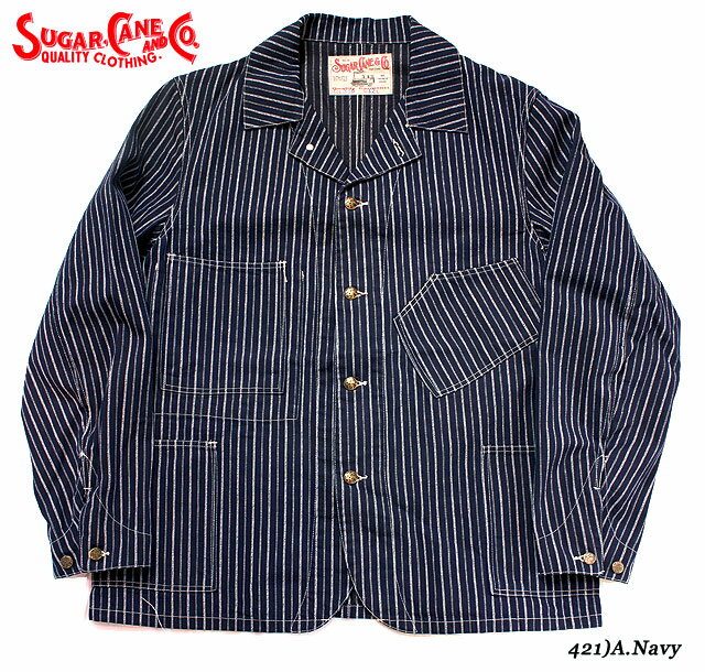 SUGAR CANEFICTION ROMANCE9oz INDIGO STRIPE DENIMWORK COATStyle No.SC14369